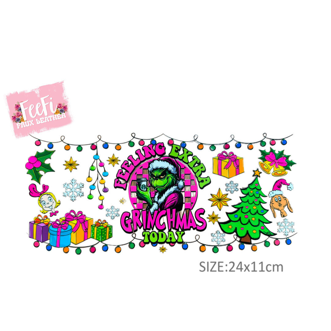 Grinch Christmas UV DTF Cup Wrap – Easy Cup Wrap for Tumblers & Projects FeeFiFauxLeather