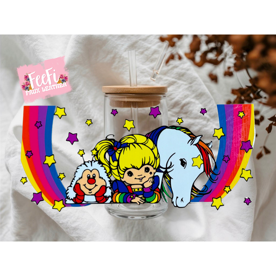 Rainbow Brite UV DTF Cup Wrap – Easy Cup Wrap for Tumblers & Projects FeeFiFauxLeather