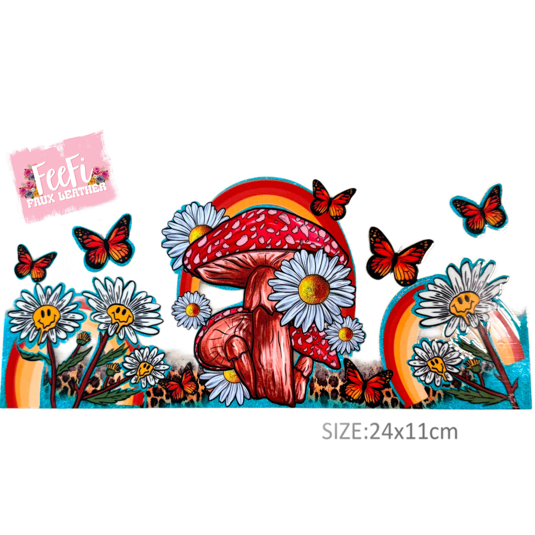 Mushroom and Daisies Print UV DTF Cup Wrap – Easy Cup Wrap for Tumblers & Projects (Copy) FeeFiFauxLeather