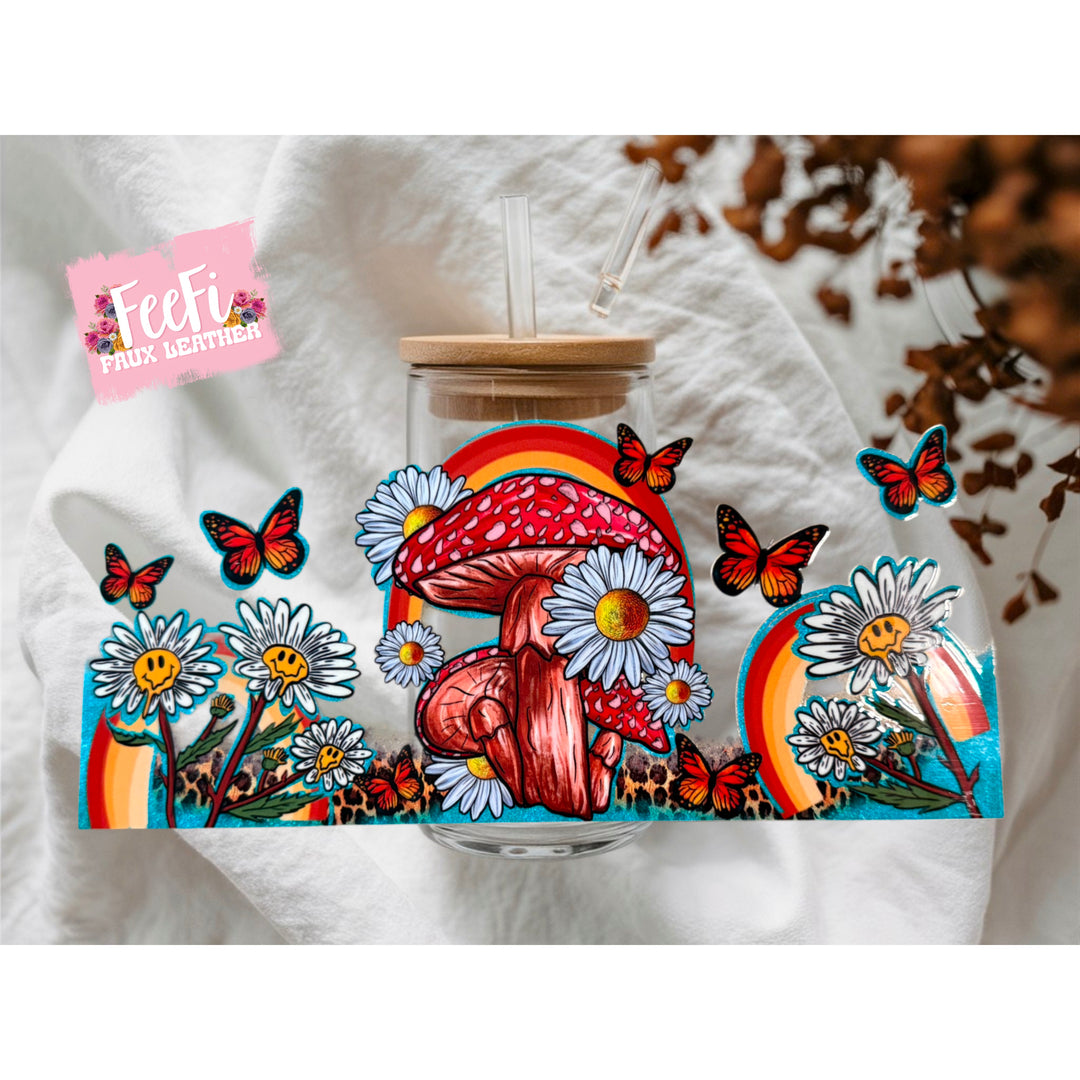 Mushroom and Daisies Print UV DTF Cup Wrap – Easy Cup Wrap for Tumblers & Projects (Copy) FeeFiFauxLeather