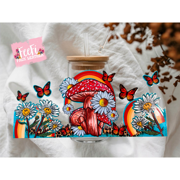 Mushroom and Daisies Print UV DTF Cup Wrap – Easy Cup Wrap for Tumblers & Projects (Copy) FeeFiFauxLeather