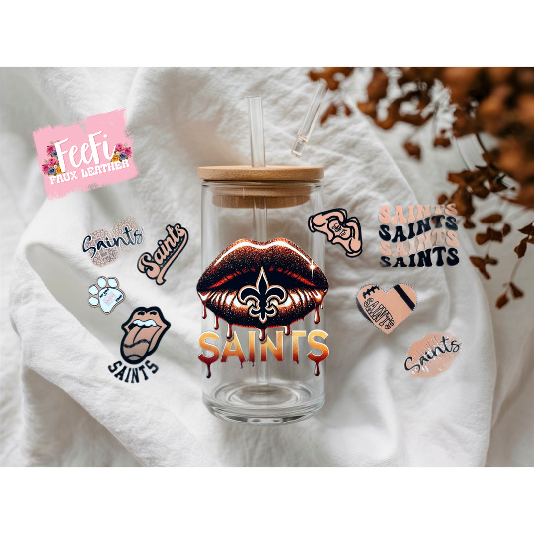 Saints Football UV DTF Cup Wrap – Easy Cup Wrap for Tumblers & Projects FeeFiFauxLeather
