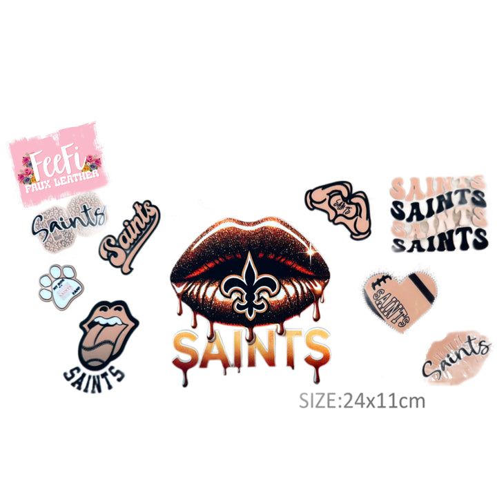 Saints Football UV DTF Cup Wrap – Easy Cup Wrap for Tumblers & Projects FeeFiFauxLeather