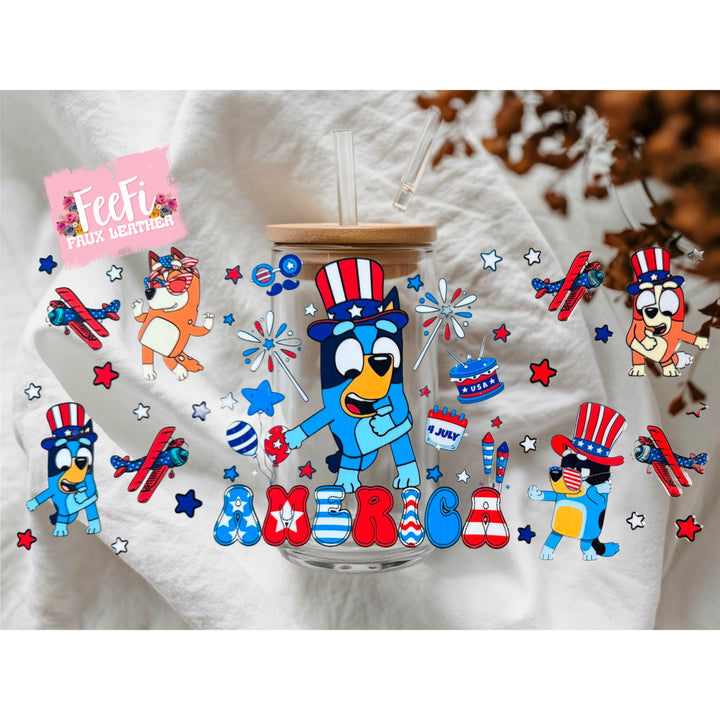 Blue Dog UV DTF Cup Wrap – Easy Cup Wrap for Tumblers & Projects FeeFiFauxLeather