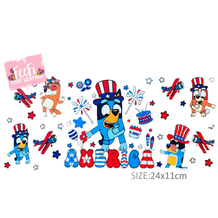 Blue Dog UV DTF Cup Wrap – Easy Cup Wrap for Tumblers & Projects FeeFiFauxLeather