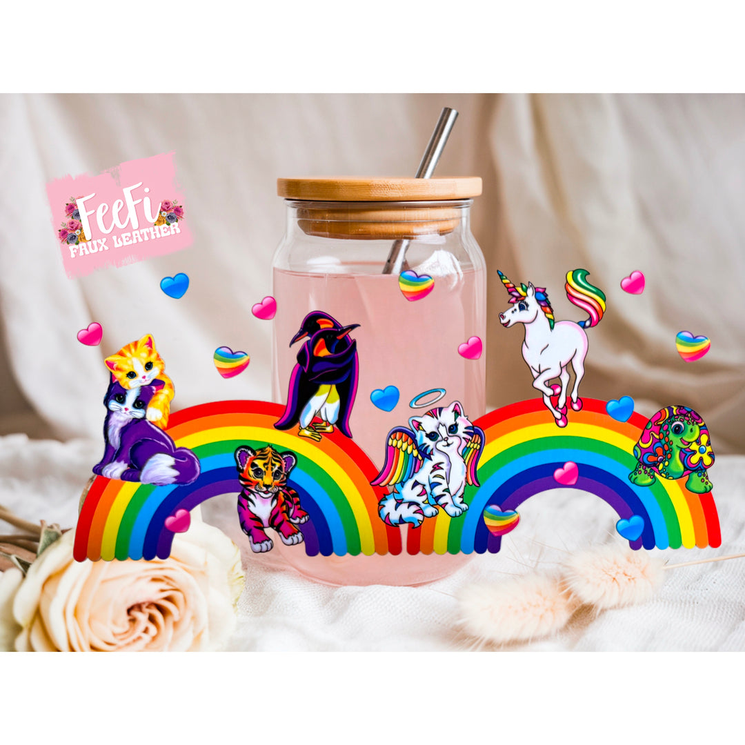 Rainbow Lisa UV DTF Cup Wrap – Easy Cup Wrap for Tumblers & Projects FeeFiFauxLeather