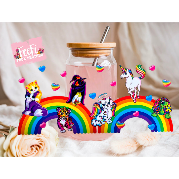 Rainbow Lisa UV DTF Cup Wrap – Easy Cup Wrap for Tumblers & Projects FeeFiFauxLeather