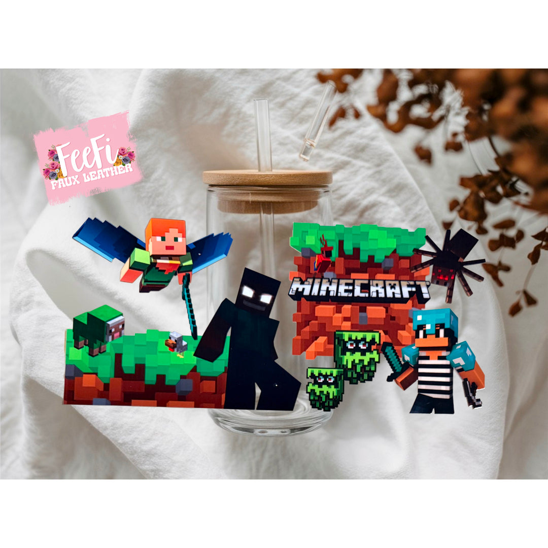 Minecraft UV DTF Cup Wrap – Easy Cup Wrap for Tumblers & Projects FeeFiFauxLeather
