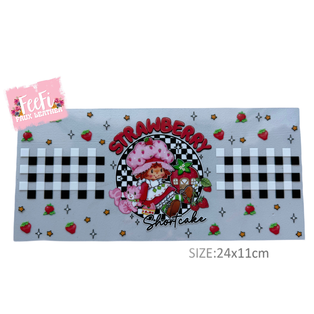 Strawberry Short Cake UV DTF Cup Wrap – Easy Cup Wrap for Tumblers & Projects FeeFiFauxLeather