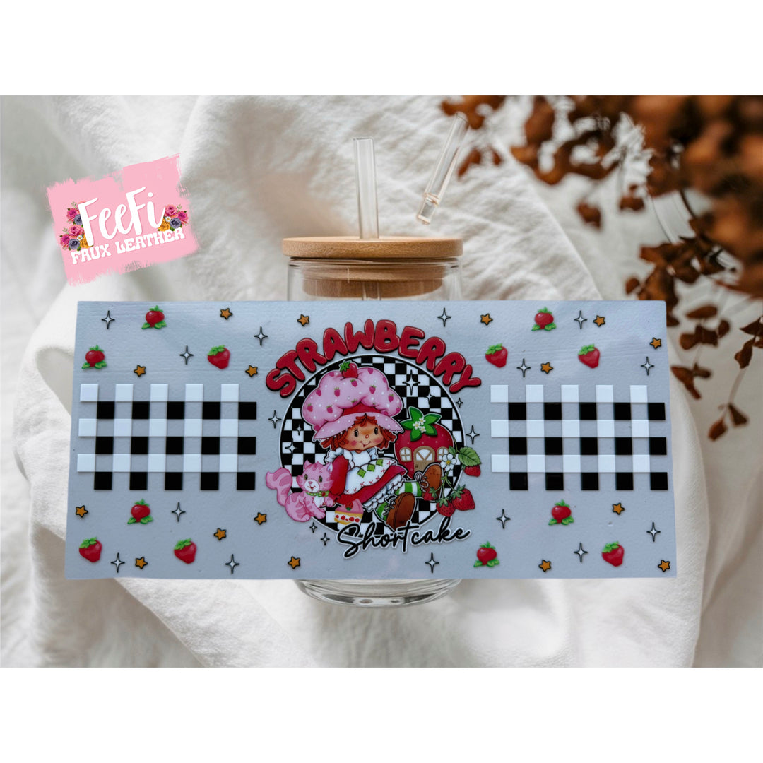 Strawberry Short Cake UV DTF Cup Wrap – Easy Cup Wrap for Tumblers & Projects FeeFiFauxLeather