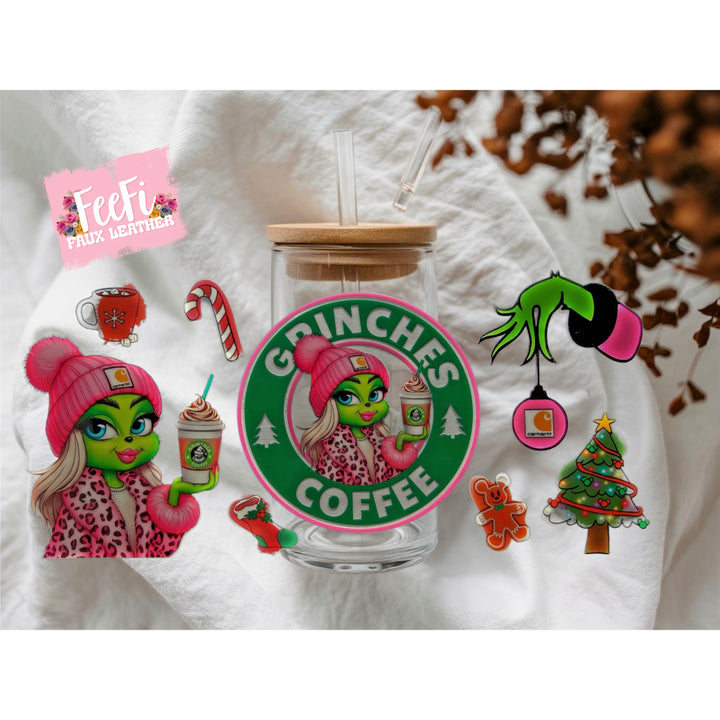Grinch Christmas UV DTF Cup Wrap – Easy Cup Wrap for Tumblers & Projects FeeFiFauxLeather