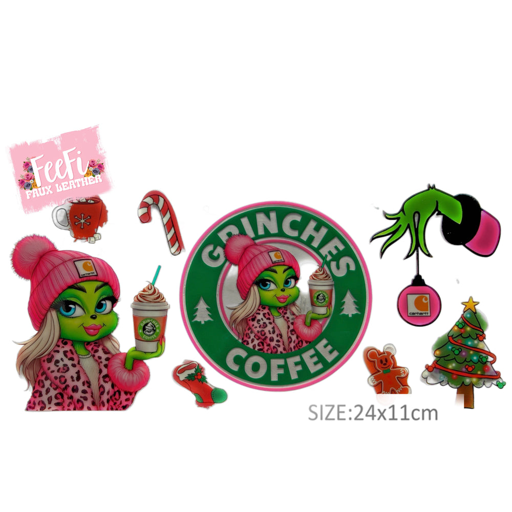 Grinch Christmas UV DTF Cup Wrap – Easy Cup Wrap for Tumblers & Projects FeeFiFauxLeather
