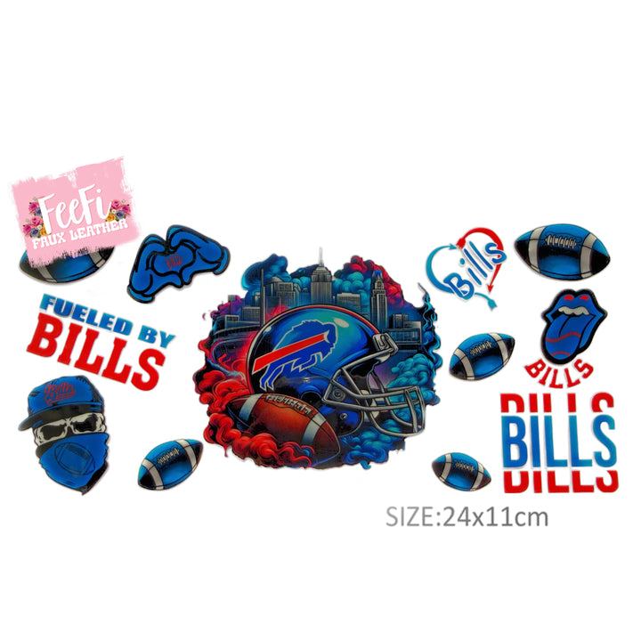 Buffalo Bills Football UV DTF Cup Wrap – Easy Cup Wrap for Tumblers & Projects FeeFiFauxLeather