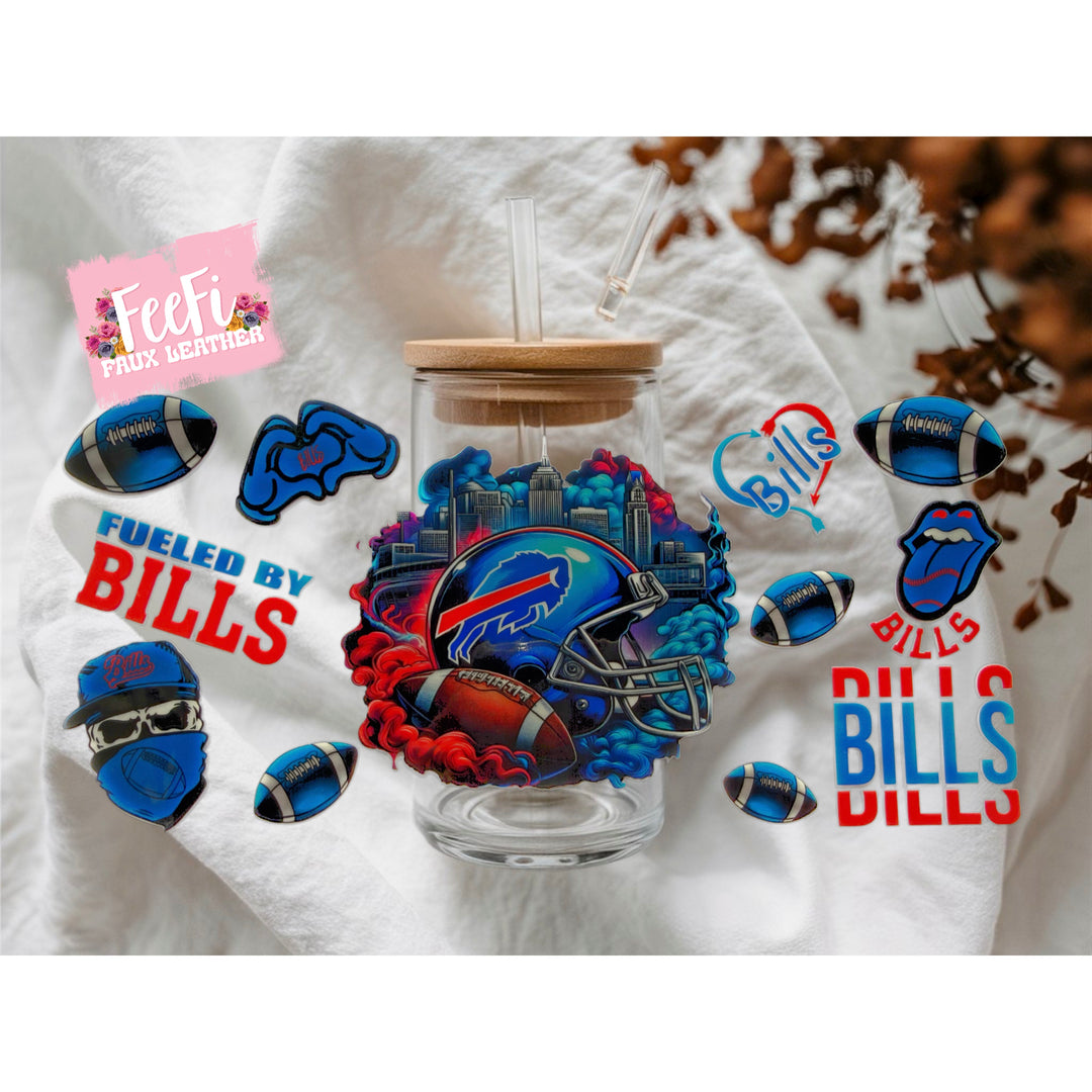 Buffalo Bills Football UV DTF Cup Wrap – Easy Cup Wrap for Tumblers & Projects FeeFiFauxLeather