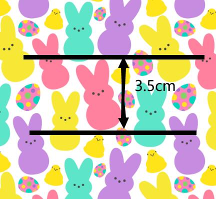Easter Peeps Litchi Printed Faux Leather Sheet Litchi has a pebble like feel with bright colors