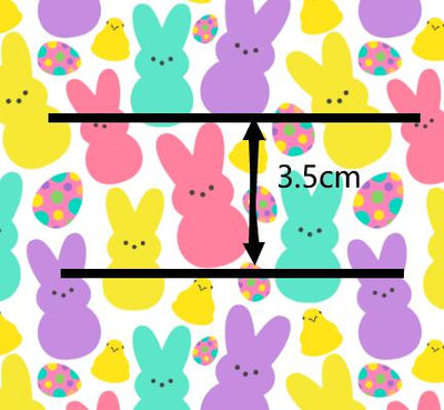 Easter Peeps Litchi Printed Faux Leather Sheet Litchi has a pebble like feel with bright colors