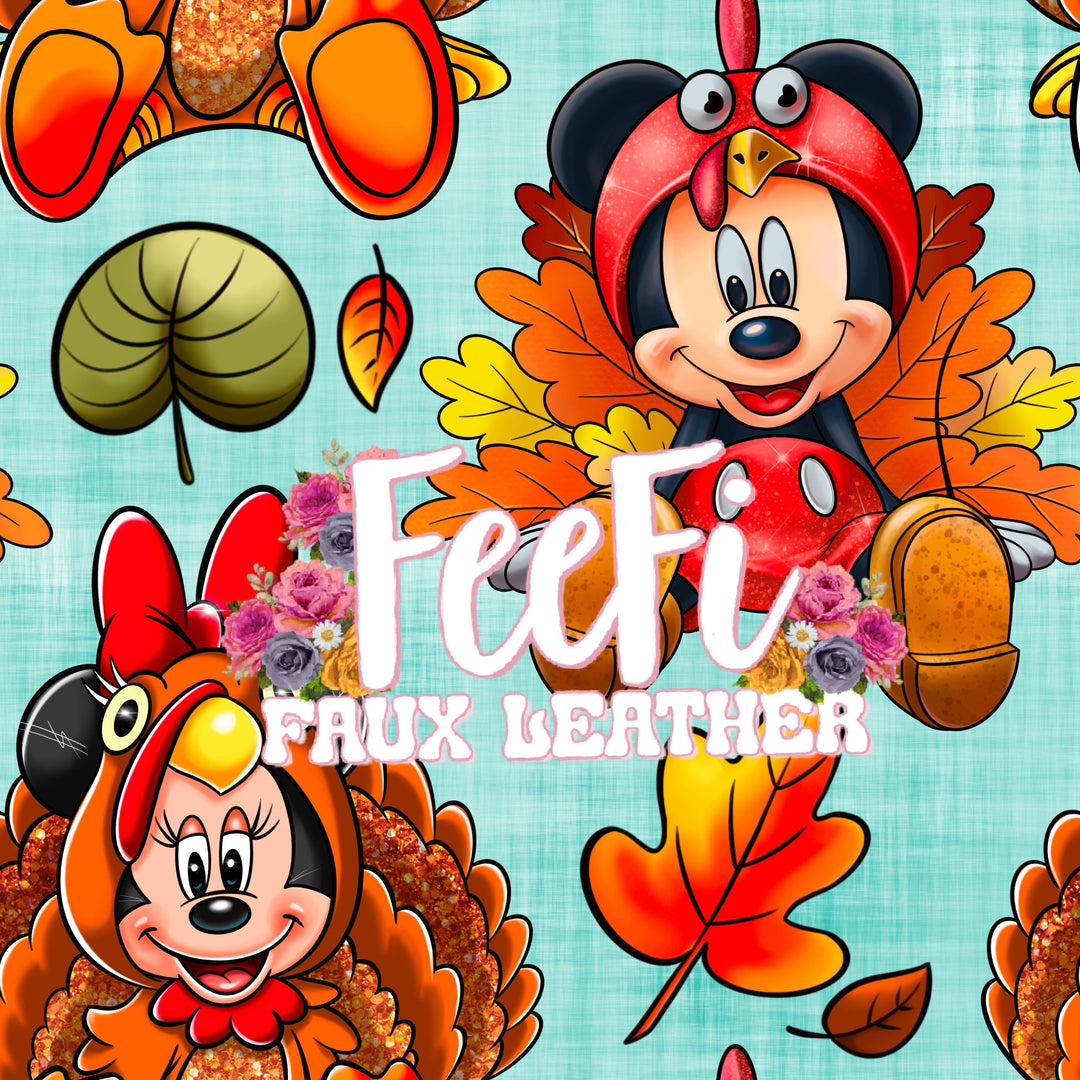 Mouse Turkey Thanksgiving Textured Liverpool/ Bullet Fabric FeeFiFauxLeather