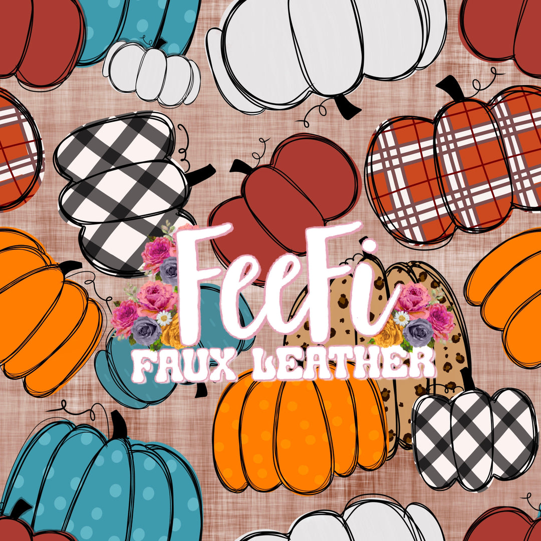 Fall Pumpkin Textured Liverpool/ Bullet Fabric FeeFiFauxLeather