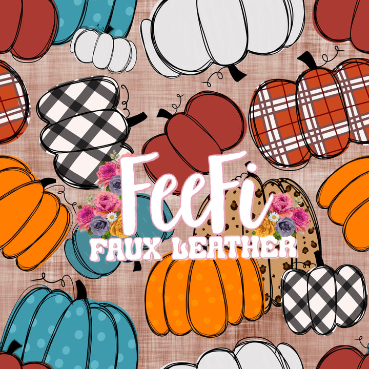Fall Pumpkin Textured Liverpool/ Bullet Fabric FeeFiFauxLeather