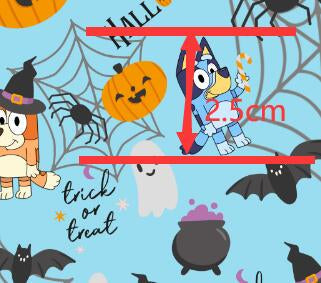 Blue Dog Halloween Textured Liverpool/ Bullet Fabric FeeFiFauxLeather