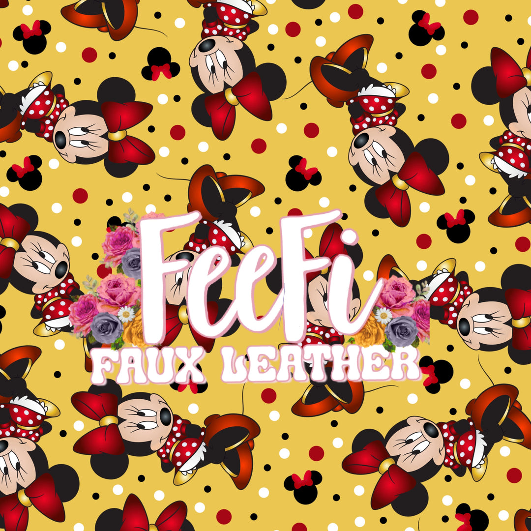 Mouse Gold Foil Smooth Printed Faux Leather Sheet Bright colors FeeFiFauxLeather