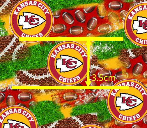 Chiefs Football Printed Faux Leather Sheet Litchi has a pebble like feel with bright colors