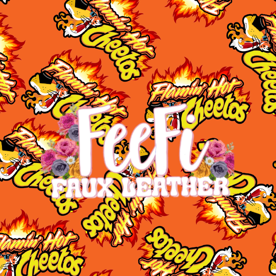 Hot Tiger Snacks Litchi Printed Faux Leather Sheet FeeFiFauxLeather