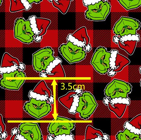 The Grinch Christmas Litchi Printed Faux Leather Sheet FeeFiFauxLeather