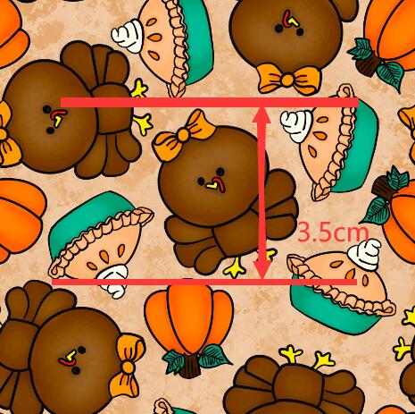 Little Turkey Fall Litchi Printed Faux Leather Sheet FeeFiFauxLeather