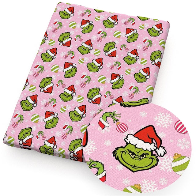 The Grinch Christmas Printed Faux Leather Sheet FeeFiFauxLeather