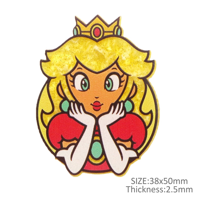 Princess Peach Fine Glitter Resin 5 piece set FeeFiFauxLeather