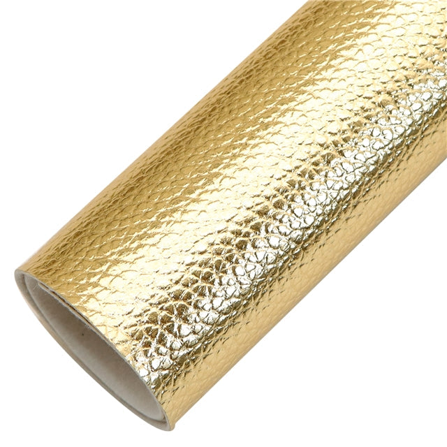 Metallic Solid Pebbled Litchi Faux Leather Sheet FeeFiFauxLeather