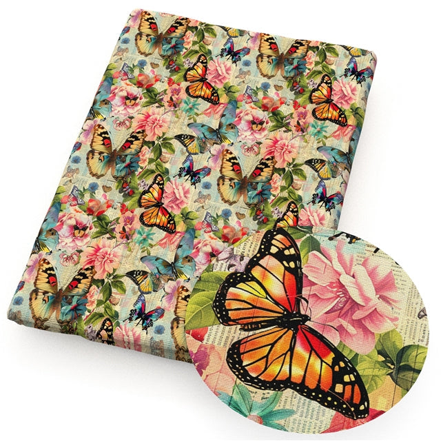 Butterfly Floral Printed Liverpool/Bullet Fabric FeeFiFauxLeather