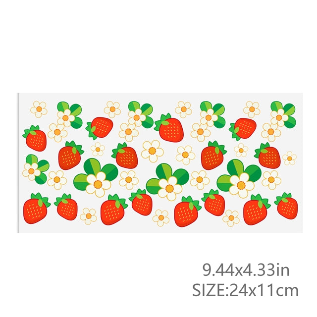 Strawberries UV DTF Glass Can Wrap FeeFiFauxLeather