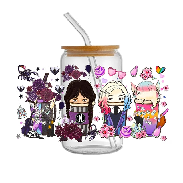 Wednesday UV DTF Cup Wrap – Decorative Wrap Design for Cups & Tumblers FeeFiFauxLeather