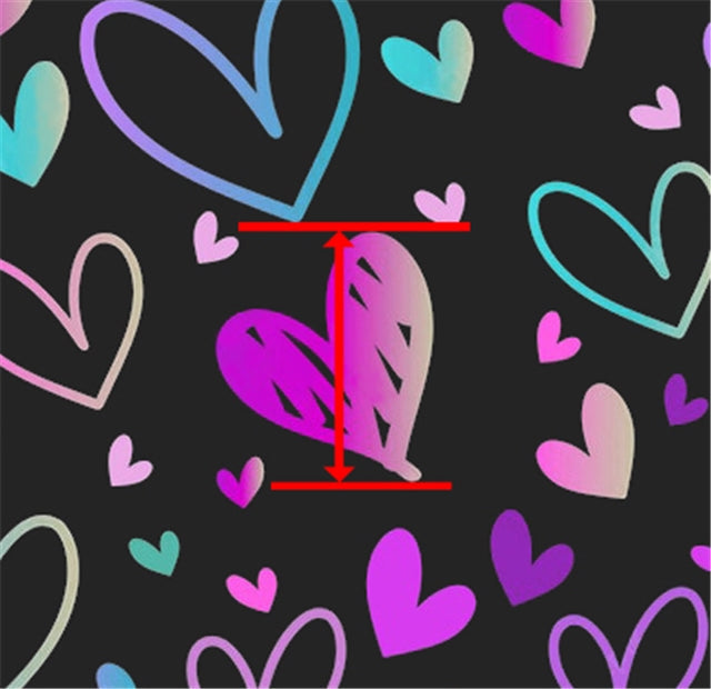 Colorful Hearts Printed See Through Sheet Clear Transparent Sheet FeeFiFauxLeather