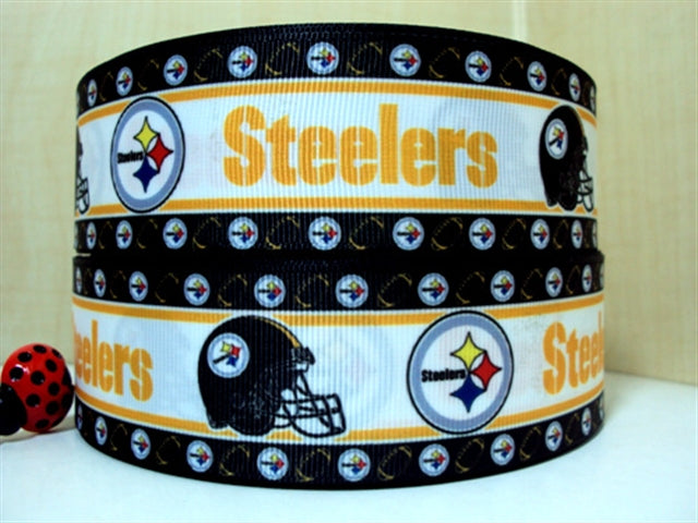 Steelers Football 1 Yard Printed Grosgrain Ribbon 1 1/2 inch wide