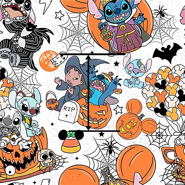 Stitch Halloween Textured Liverpool/ Bullet Fabric FeeFiFauxLeather