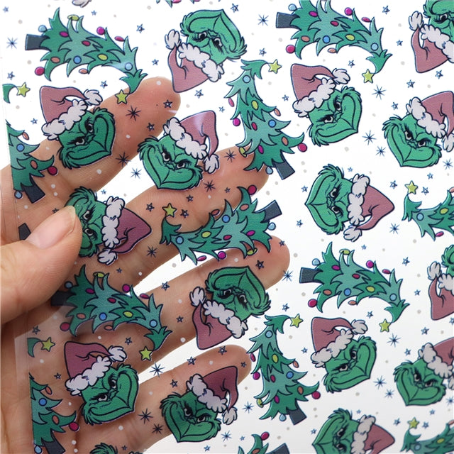 The Grinch Printed See Through Sheet Clear Transparent Sheet FeeFiFauxLeather