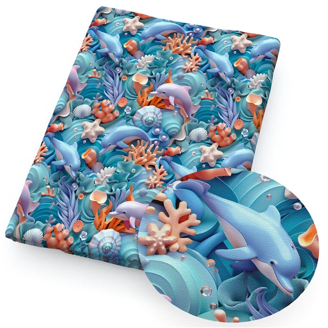 Dolphin Ocean Textured Liverpool/ Bullet Fabric FeeFiFauxLeather