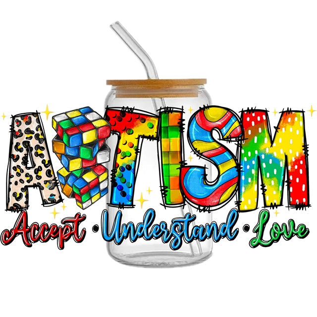 Autism UV DTF Cup Wrap – Easy Cup Wrap for Tumblers & Projects FeeFiFauxLeather