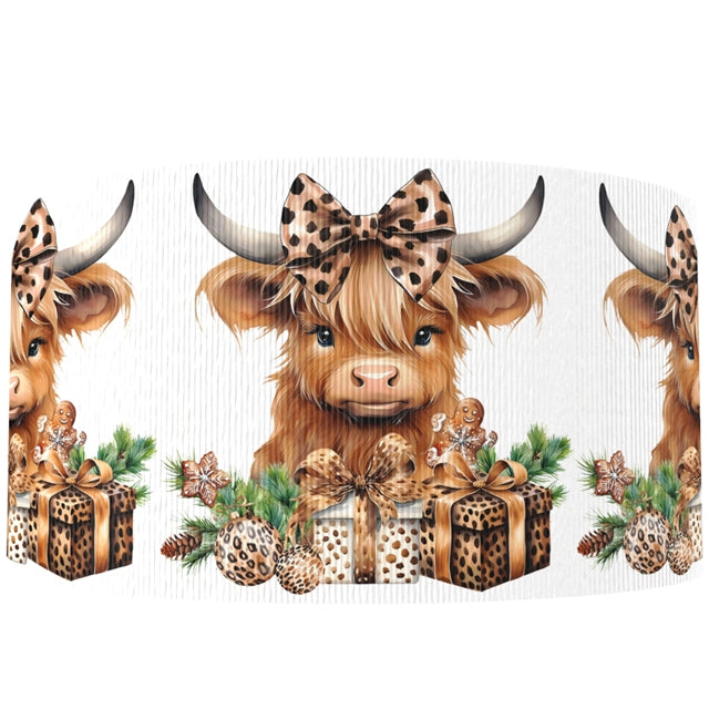 Christmas Cow 1 Yard Printed Grosgrain Ribbon FeeFiFauxLeather
