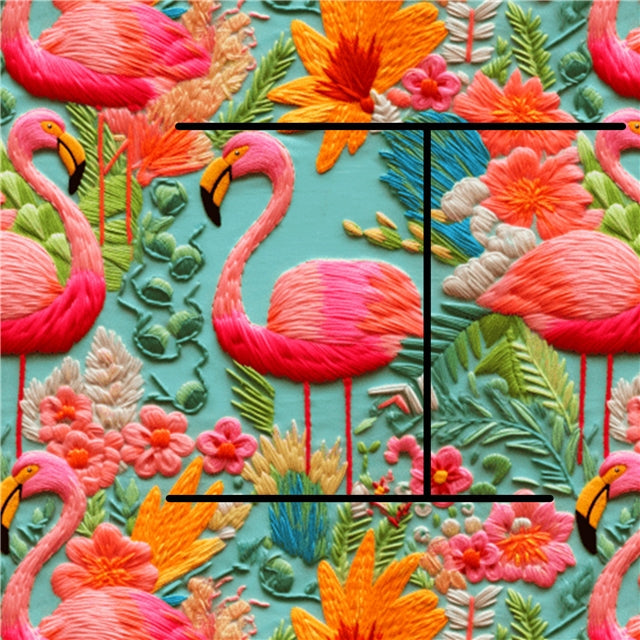 Flamingo Litchi Printed Faux Leather Sheet FeeFiFauxLeather