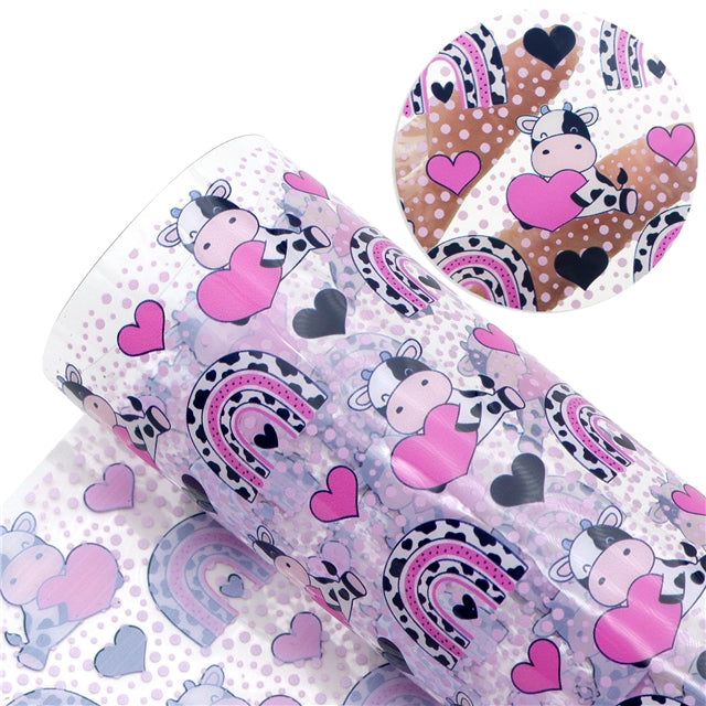Cow Heart Printed See Through Sheet  Clear Transparent Sheet FeeFiFauxLeather