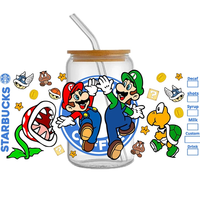 Super Mario UV DTF Cup Wrap – DIY Drinkware Wrap for Gamers & Crafters