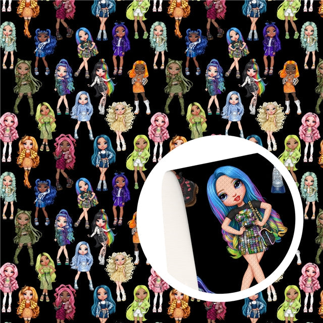 Rainbow Doll Litchi Printed Faux Leather Sheet Litchi has a pebble like feel with bright colors FeeFiFauxLeather