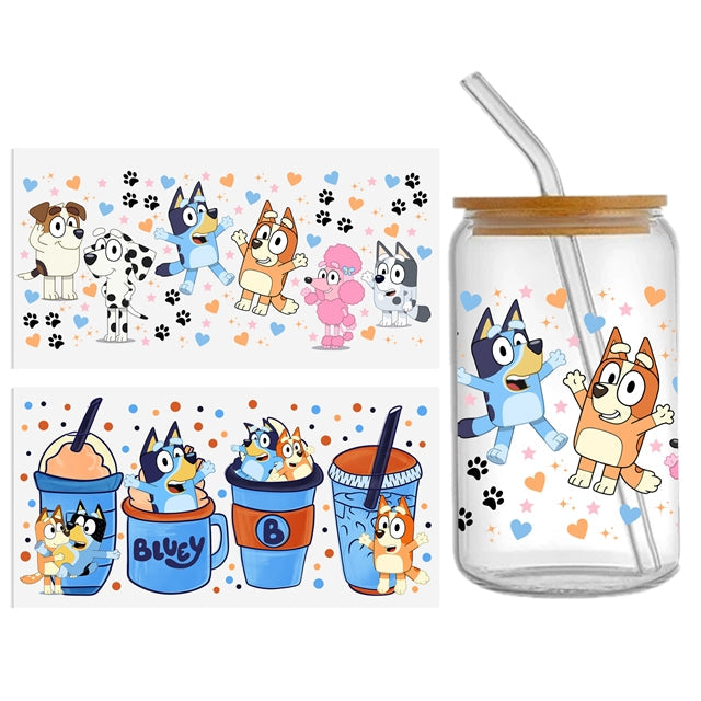 Blue Dog UV DTF Glass Can Wrap FeeFiFauxLeather