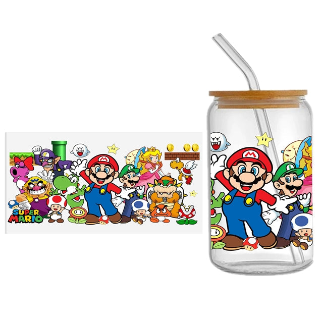 Super Mario UV DTF Glass Can Wrap FeeFiFauxLeather