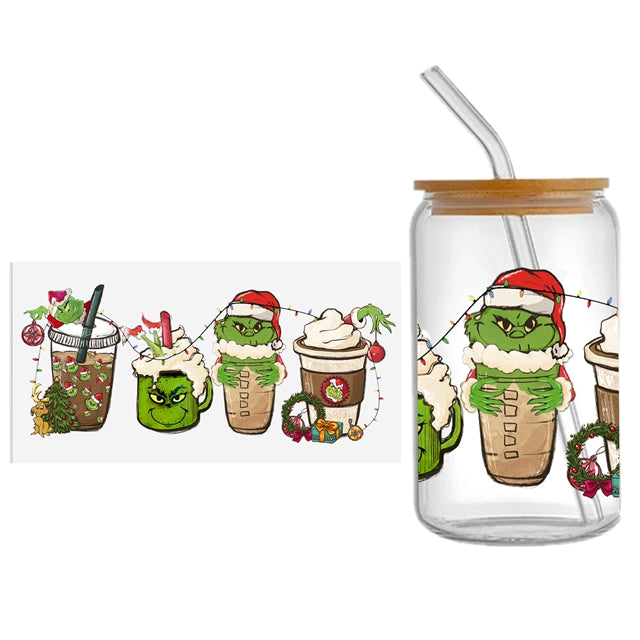The Grinch Christmas UV DTF Cup Wrap – Christmas Cartoon Wrap for DIY Drinkware Projects FeeFiFauxLeather