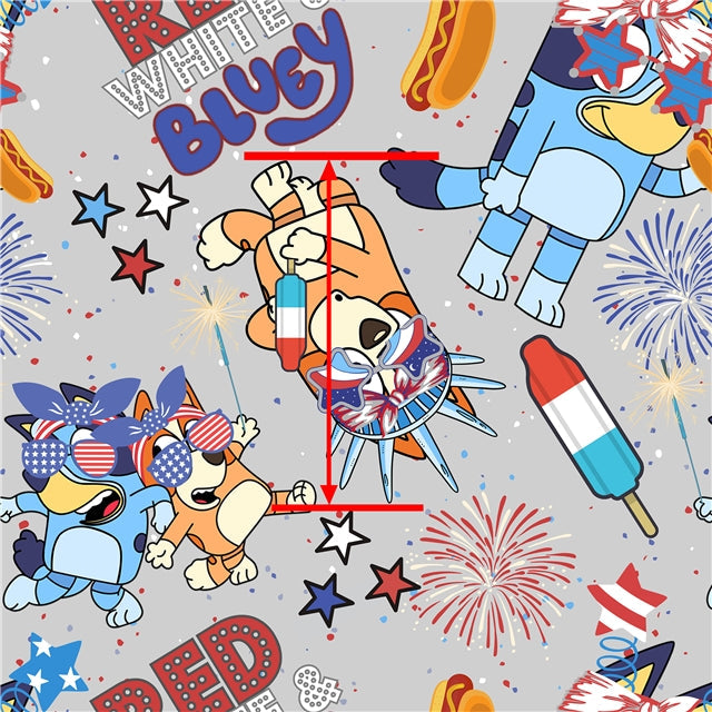 Blue Dog July 4th, Red, White and Blue Smooth Faux Leather Sheet FeeFiFauxLeather